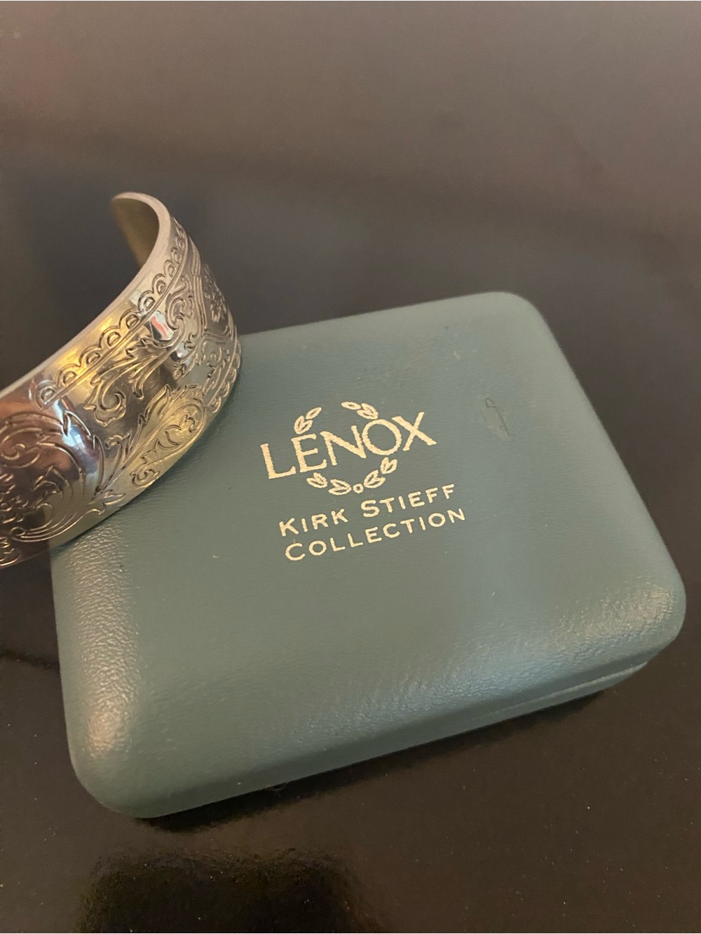 Lenox Kirk Stieff Collection Etched Pewter Cuff Bracelet with Original Box - Picture 9 of 15